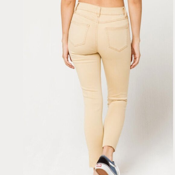 Sky and Sparrow Skinny Frayed Hem Tan Jeans - Picture 3 of 16